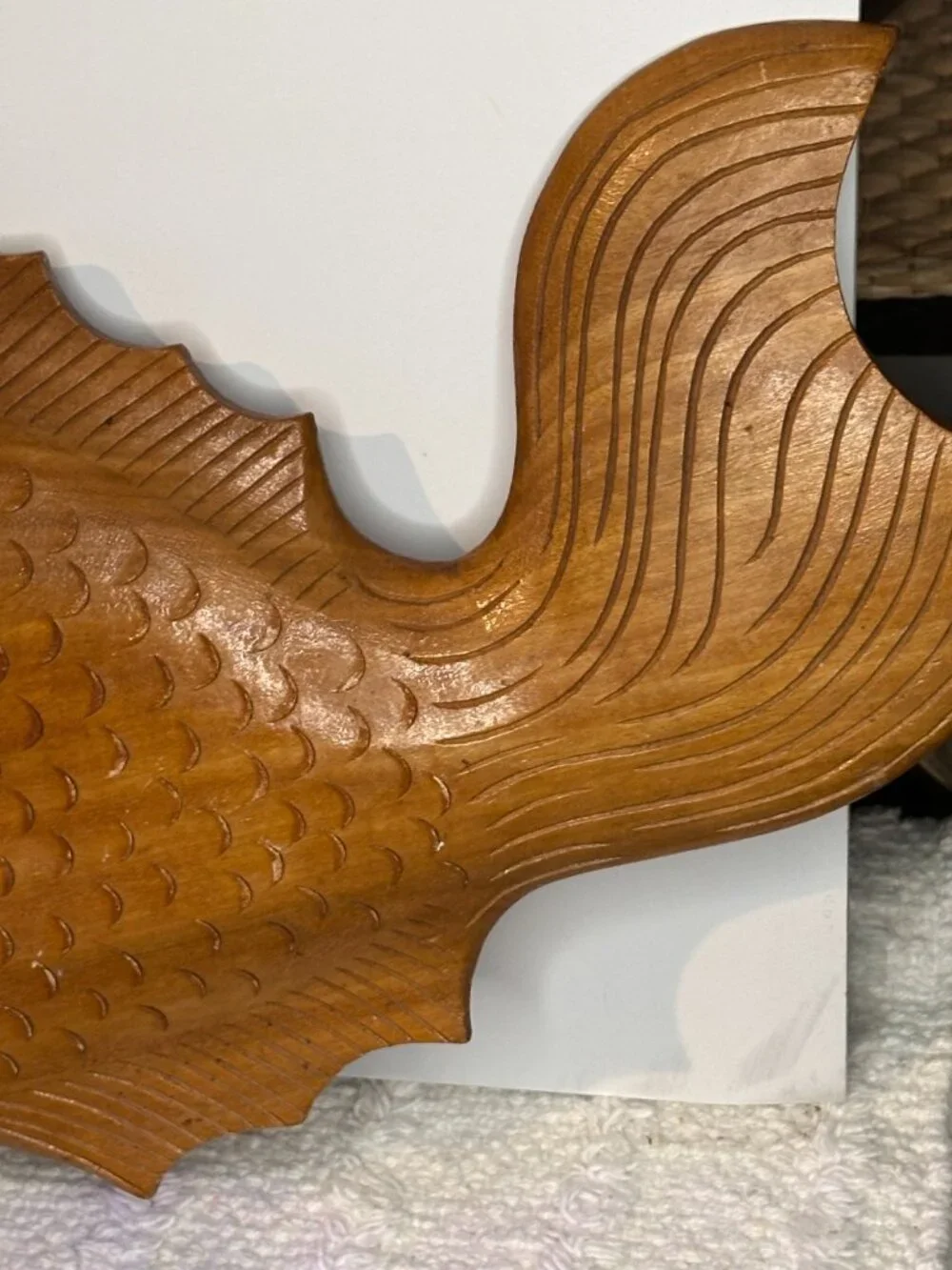 Vintage Wood Fish Shaped Nautical Coastal Cottage Decor Trays Serving Platter